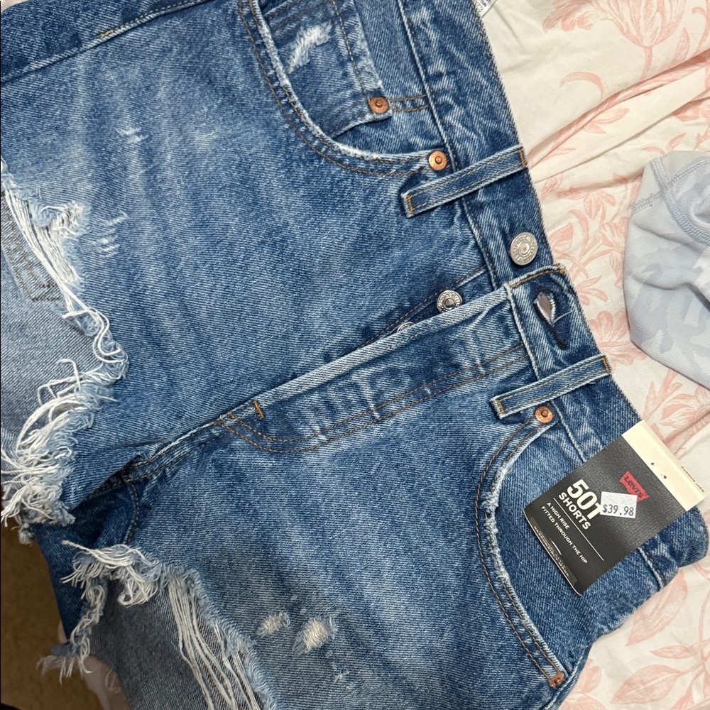 Levi's Women's Distressed Blue Denim Shorts